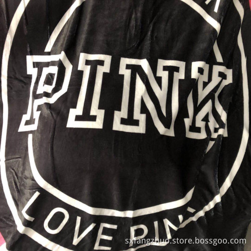 MOQ 50 soft flannel fleece love pink luxury designer logo name sublimated print custom blanket
